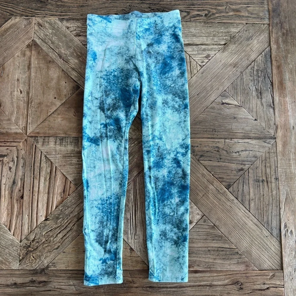 Old Navy Aqua Navy Printed Built-In Tough Full-Length Leggings Girls Small 6-7